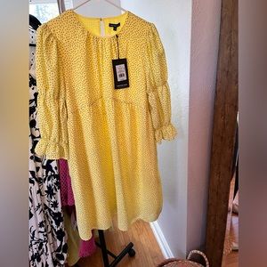 NWT WHOWHATWEAR Speckled Yellow Shift Dress